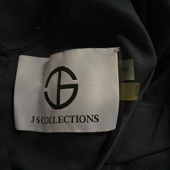 JS Collections Navy Blue Sleeveless Embroidered Holiday Party Gown Maxi Dress 4 - Picture 7 of 9